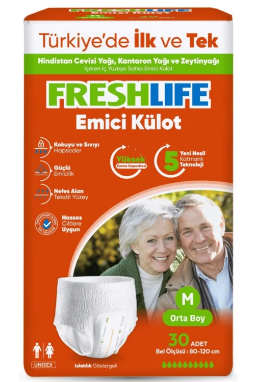 Freshlife Yetişkin Külotlu Hasta Bezi Emici Külot M Beden 30 Adet