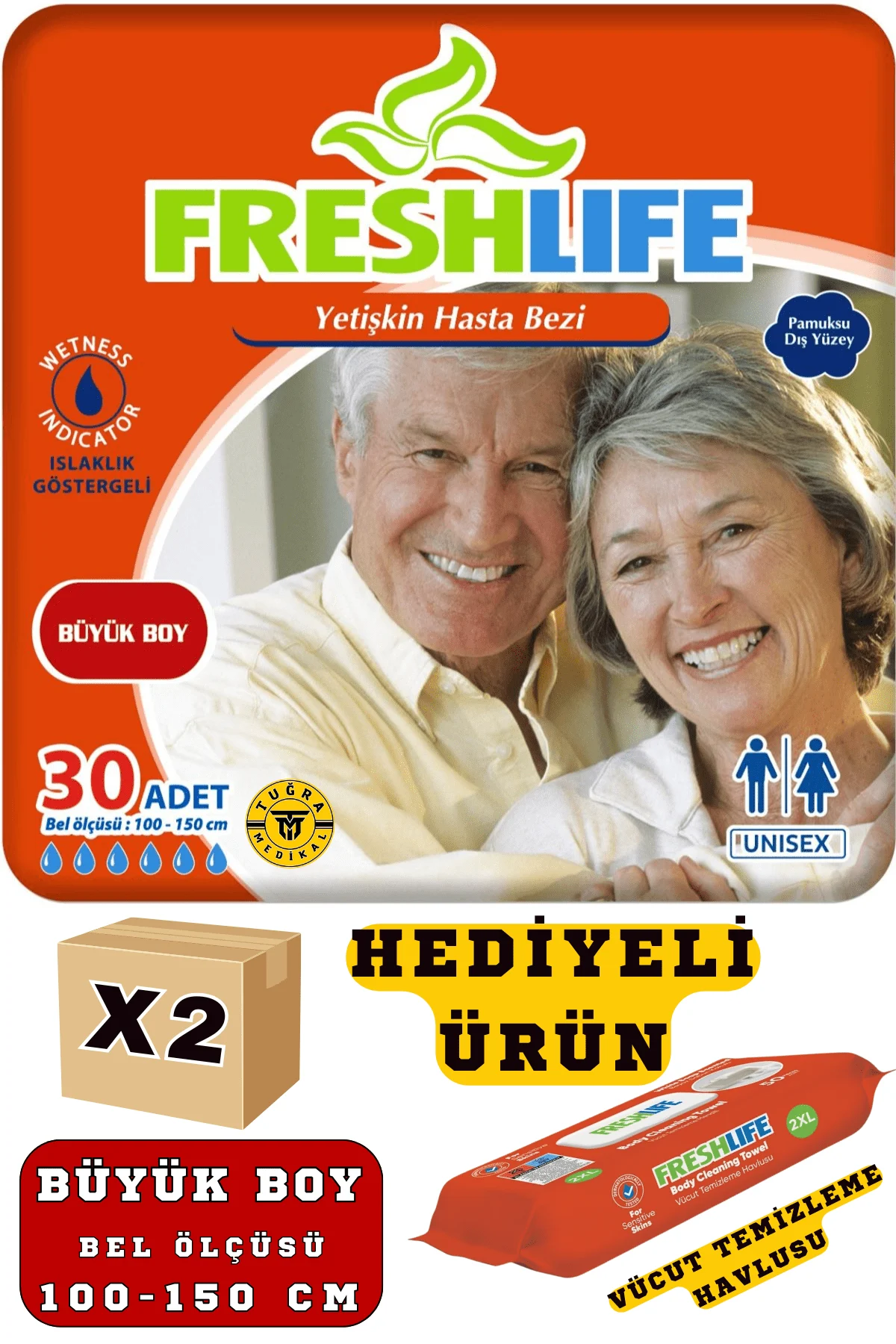 Freshlife belbantlı yetişkin hasta bezi xlarge paketleri