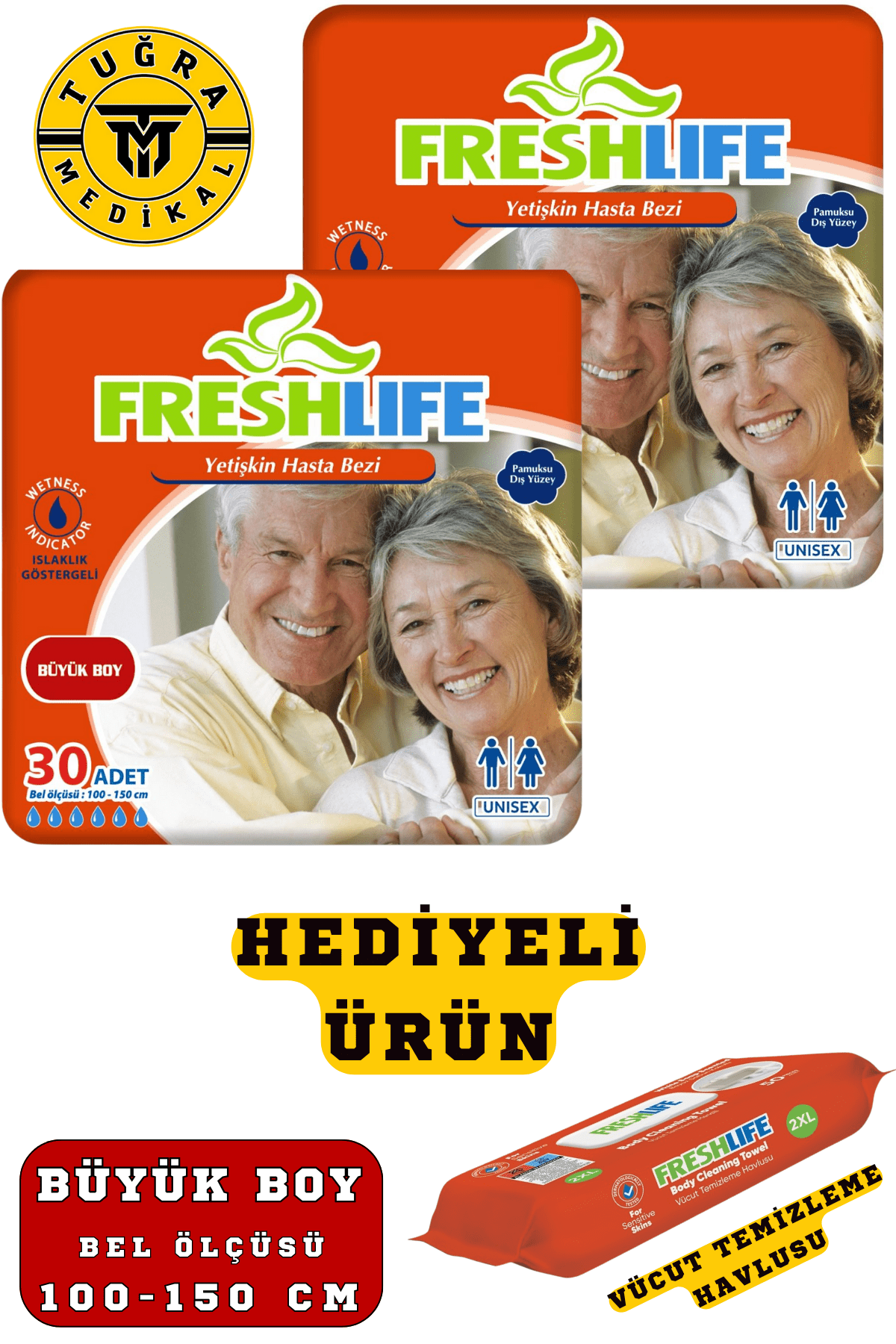 Freshlife Hasta Bezi Belbantlı 60 Adet Large Beden