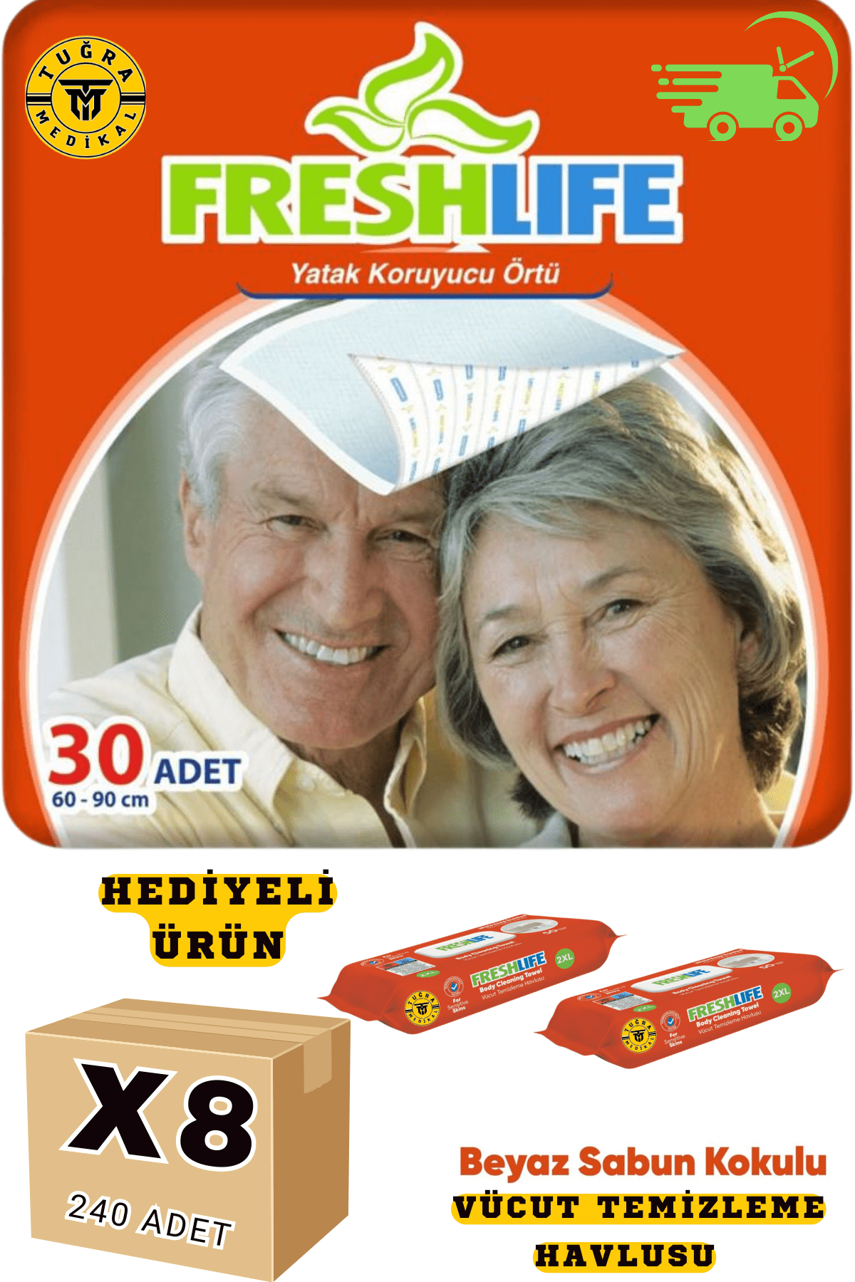 Freshlife Yatak Koruyucu Örtü 30'lu (8x30) 240 Adet