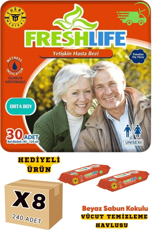 Freshlife Hasta Bezi Belbantlı 240 Adet Medium Beden 30X8