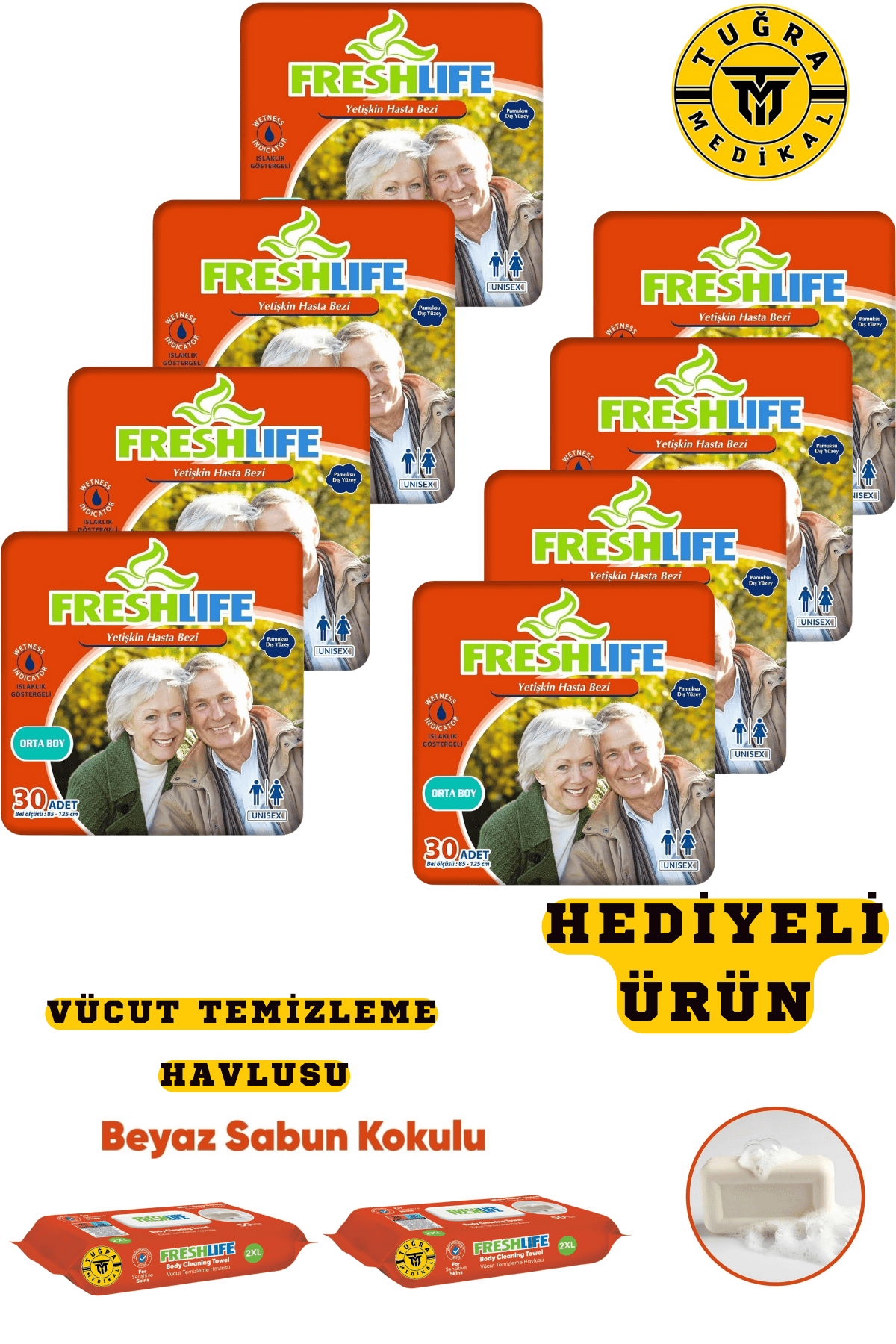 Freshlife Hasta Bezi Belbantlı 240 Adet Medium Beden 30X8