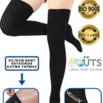 Diz Üstü Variss Çorabı Orta Basınç Burnu Kapalı (SİYAH RENK) (ÇİFT BACAK)
