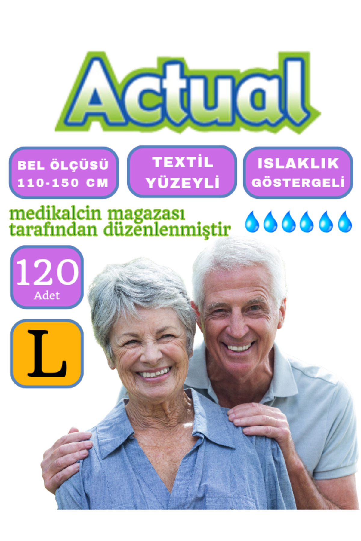 Hasta Bezi Actuel Belbantlı 120 Adet (L) Beden 4 Paket - Görsel 1