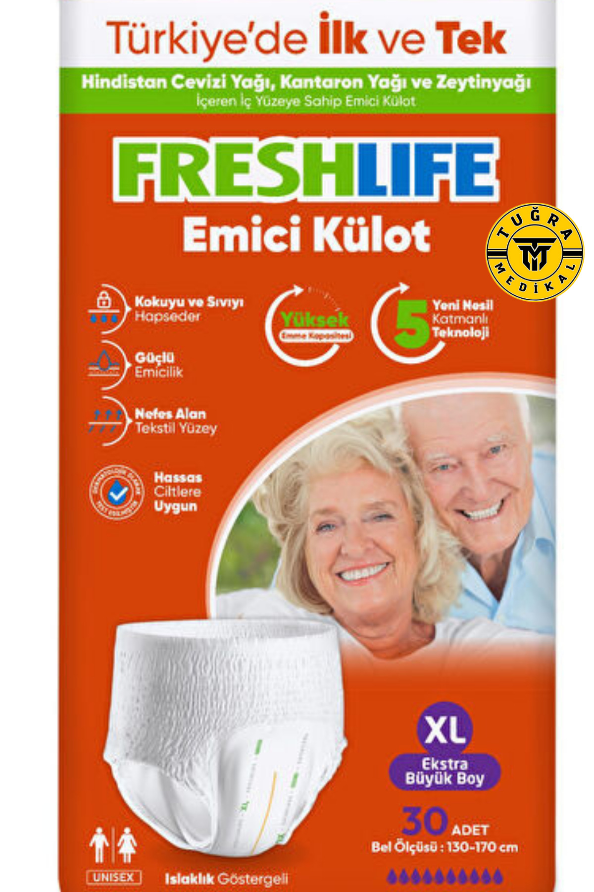 Freshlife Yetişkin Külotlu Hasta Bezi Emici Külot Xl (EXTRA BÜYÜK BOY) 30 Adet - Görsel 1