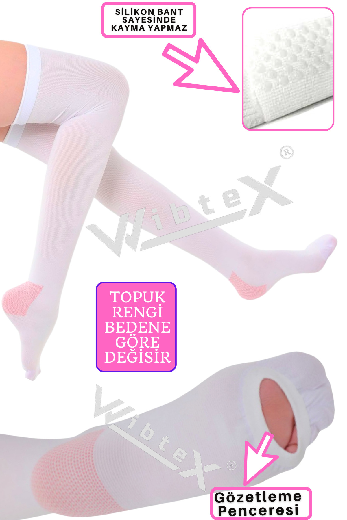 Ameliyat Çorabı Diz Üstü Anti-emboli (1 ÇİFT) - Görsel 1