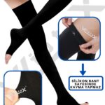 Diz Üstü Çorabı Burnu Açık (siyah Renk) Orta Basınç Ccl2(çift Bacak)