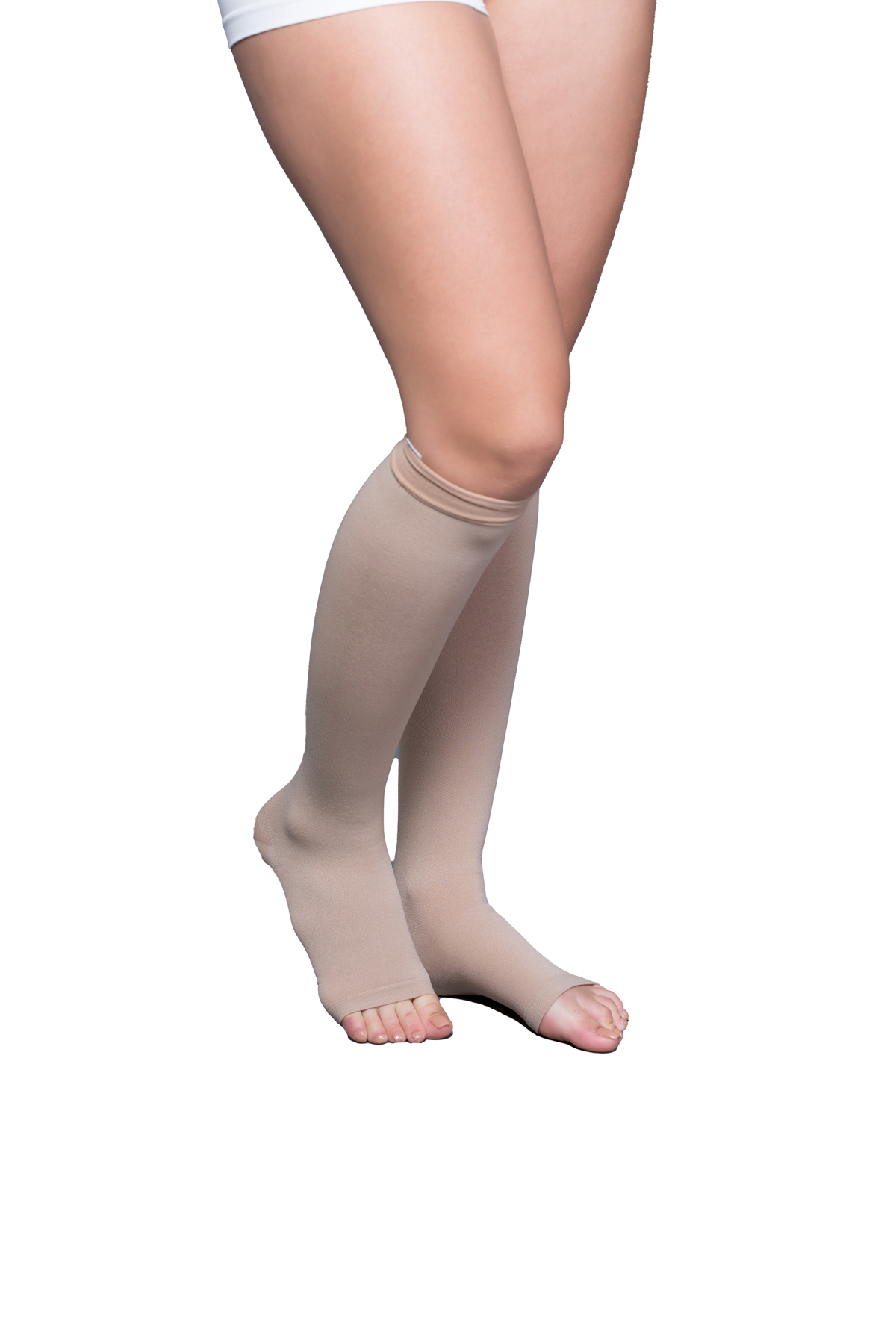 Diz Altı Çorabı Burnu Açık (TEN RENGİ) (Orta Basınç Ccl2) (ÇİFT BACAK) (ORX®-V1000) - Görsel 1