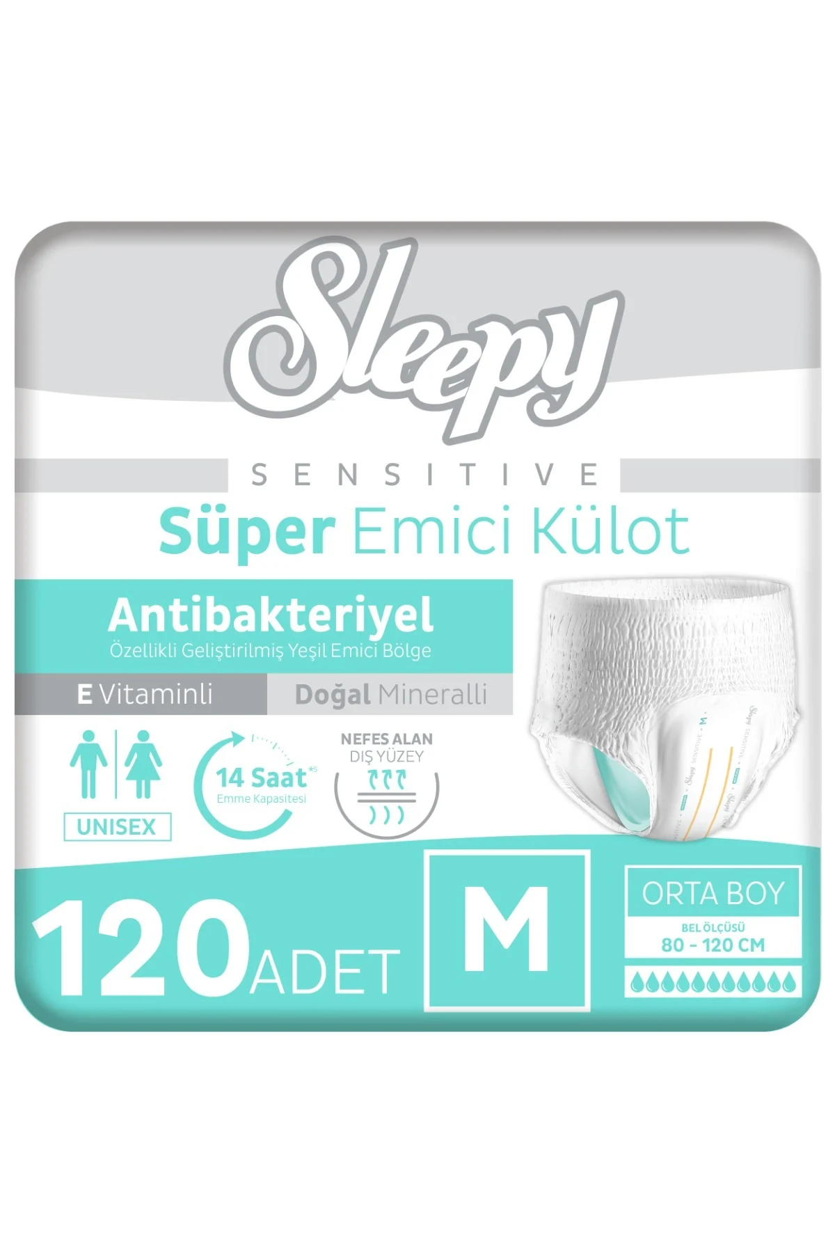 Sensitive Antibakteriyel Emici Külot Medium 30×4 120 Adet
