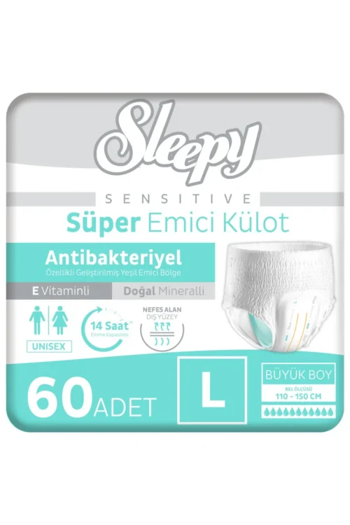 Sensitive Antibakteriyel Emici Külot Large 30x2 60 Adet