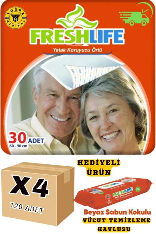 Freshlife 60x90 Çiş Pedi 4 Paket 120 Adet (HEDİYELİ)