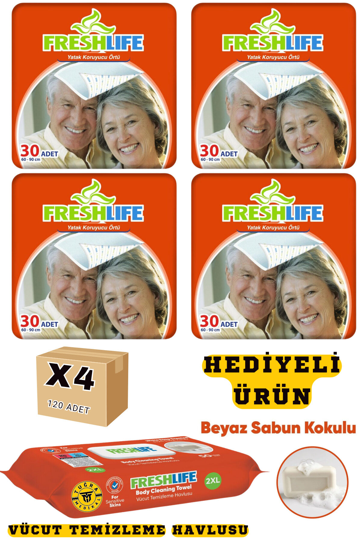 Freshlife 60x90 Çiş Pedi 4 Paket 120 Adet (HEDİYELİ)