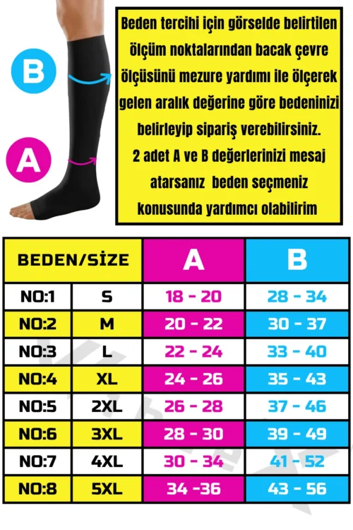 Diz Altı Variss Çorabı Orta Basınç Burnu Açık (SİYAH RENK) (ÇİFT BACAK)