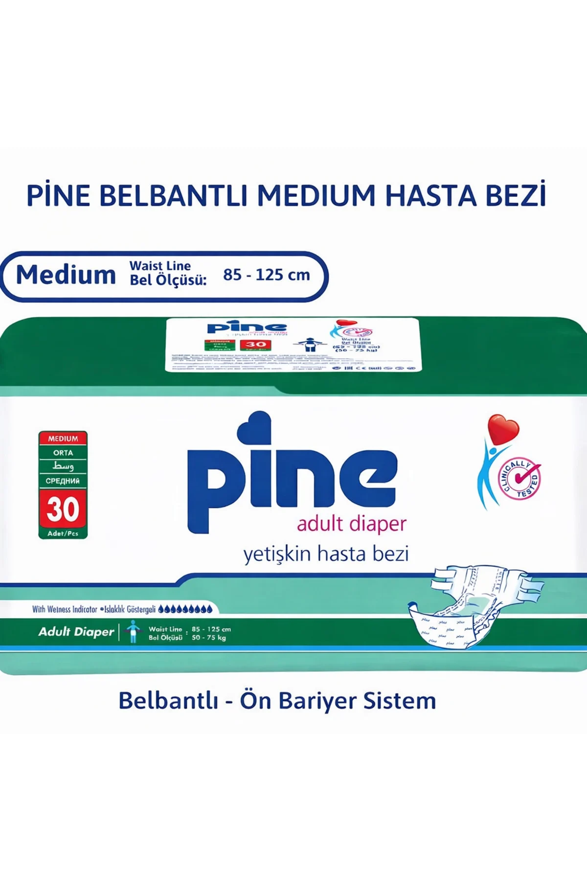 Belbantlı Hasta Bezi Orta Boy Medium 30 Lu
