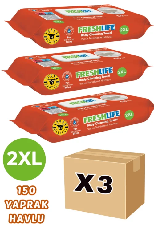 Freshlife Vücut Temizleme Havlusu 50'li 3 Paket 150 Adet Havlu