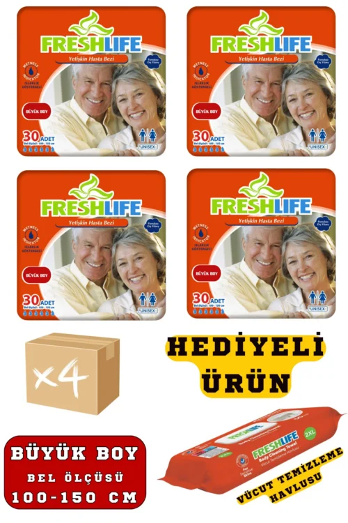 Freshlife Hasta Bezi Belbantlı Large Beden 120 Adet (4 Paket)