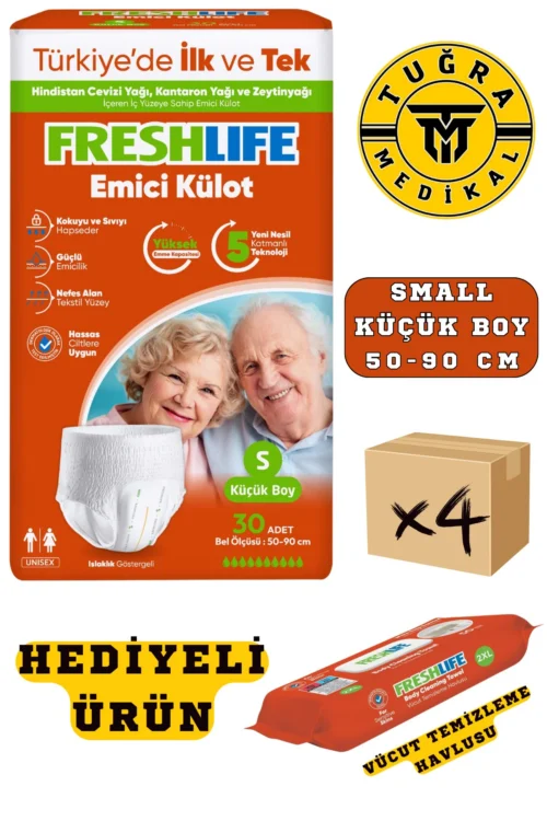 Freshlife Yetişkin Külotlu Hasta Bezi Emici Külot Small (Küçük Boy) 120 Adet