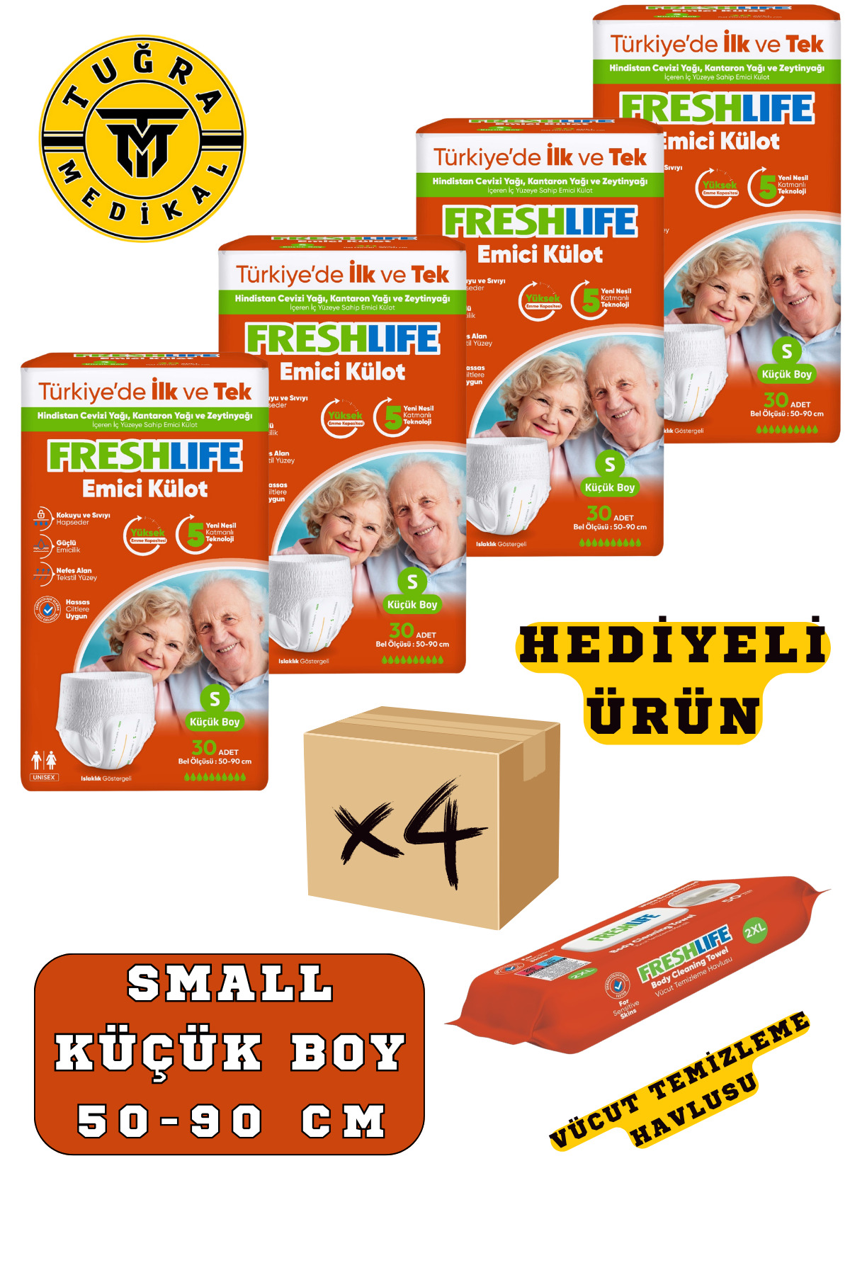 Freshlife Yetişkin Külotlu Hasta Bezi Emici Külot Small (Küçük Boy) 120 Adet