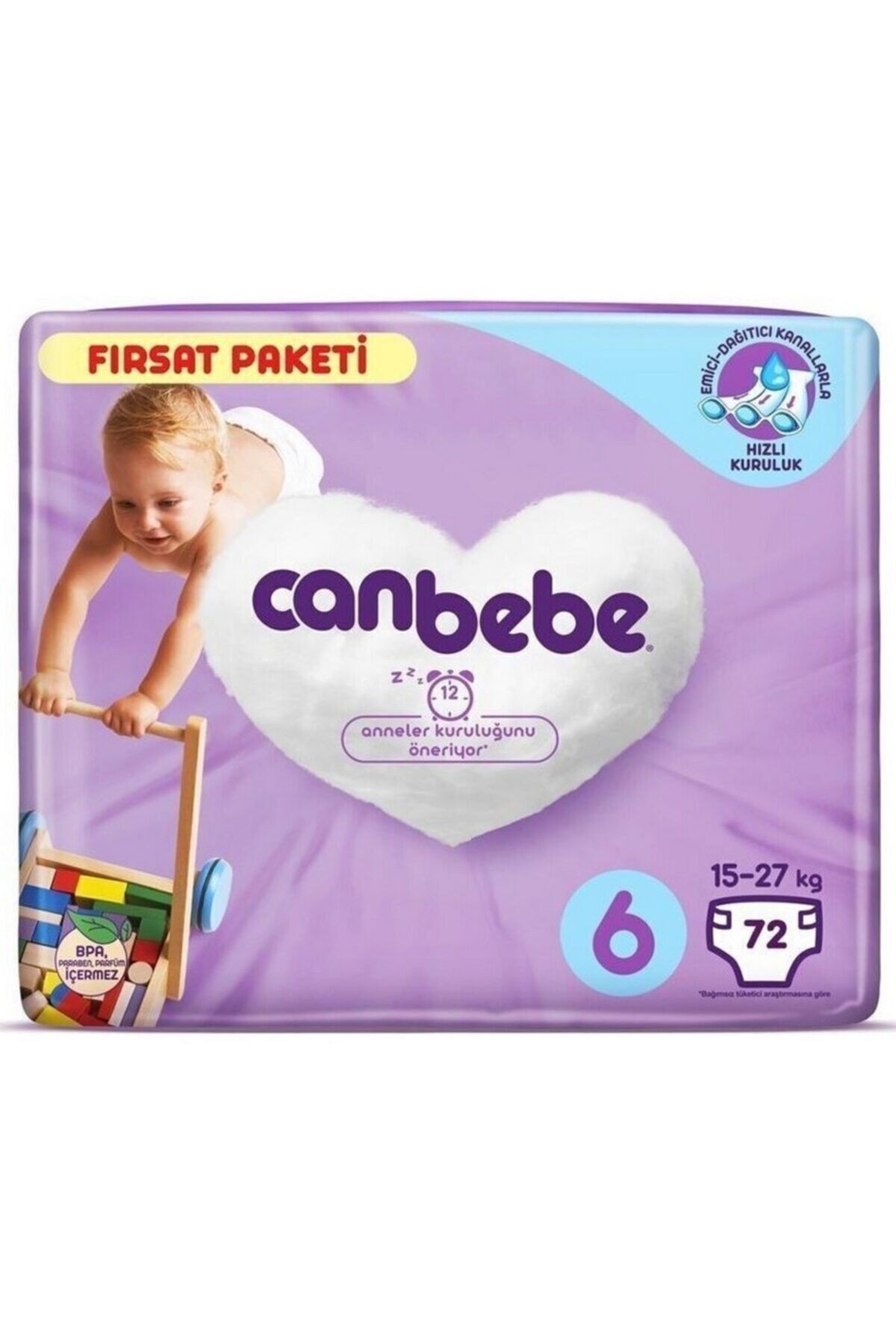 Bebek Bezi 6 Numara Beden 15-27 kg 72 Adet 1 Paket 6 Numara
