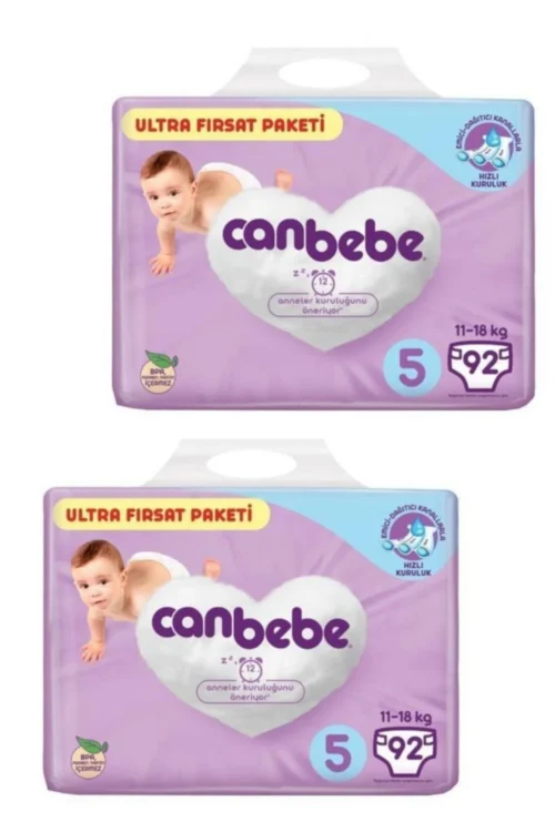 Bebek Bezi 184 Adet Ultra Fırsat Paketi 5 Beden Junior 92 X 2 Paket