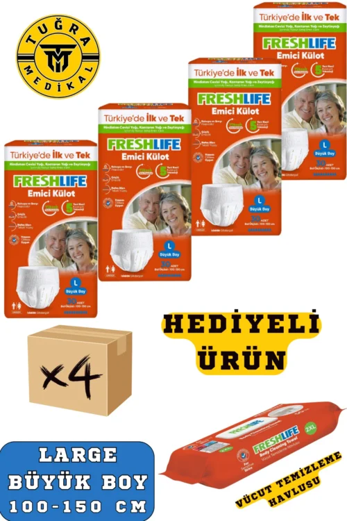 Freshlife Yetişkin Külotlu Hasta Bezi Emici Külot L (BÜYÜK BOY) 120 Adet 4 Paket