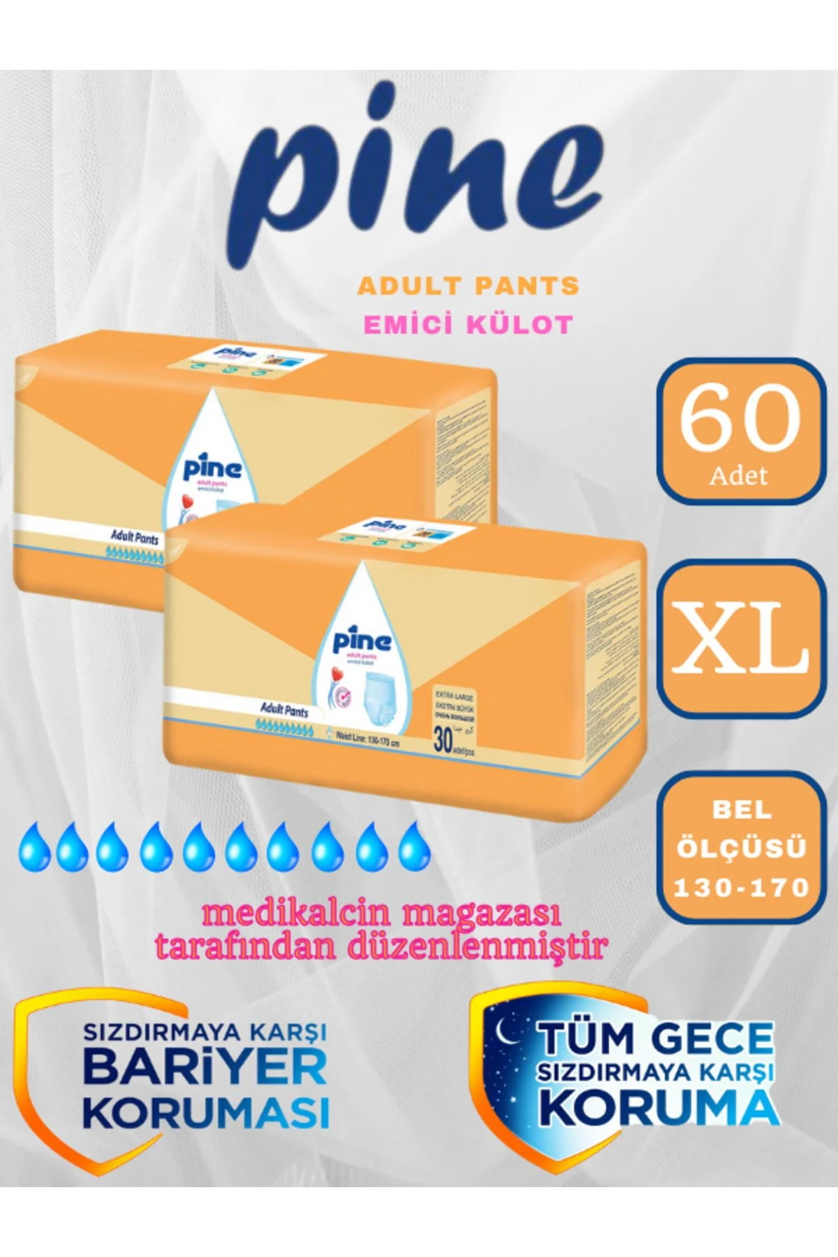 1_org_zoom-210.jpg Pine Külotlu Hasta Bezi 60 Adet (XL) Beden 2 Paket