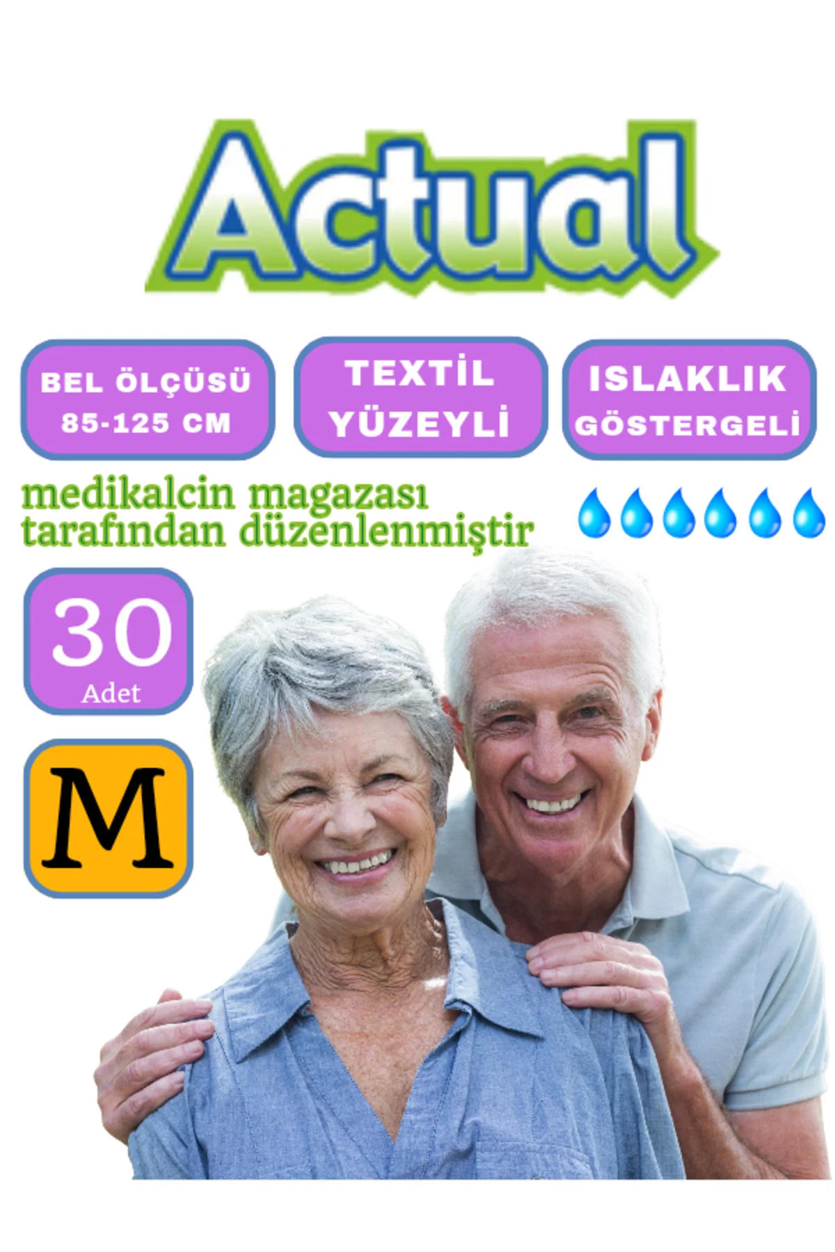 Hasta Bezi Actuel Belbantlı 30’lu (M) Beden 1 Paket (ıslaklık göstergeli) – Belbantlı, M