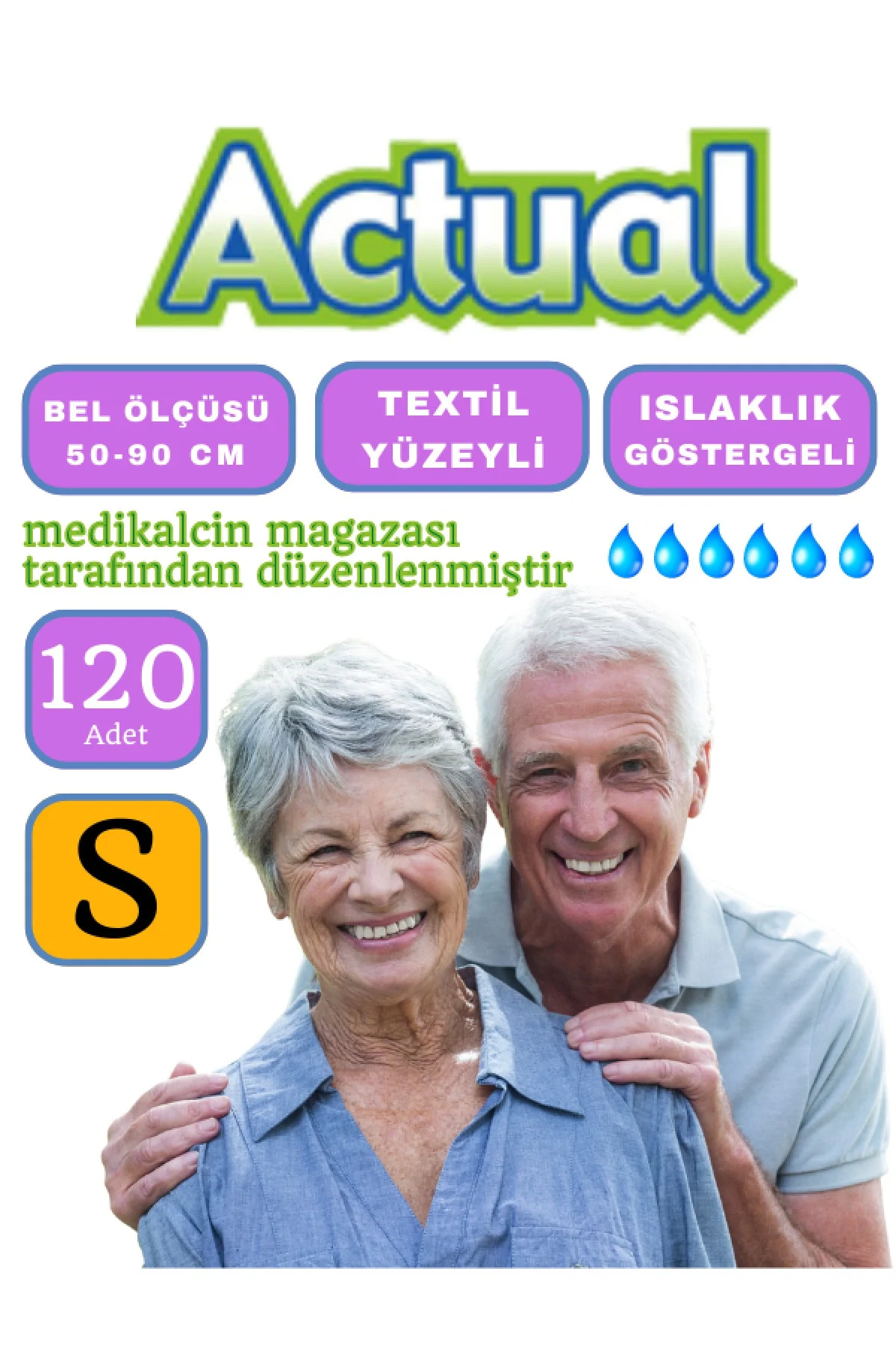 Hasta Bezi Actuel Belbantlı 120 Adet (S) Beden 4 Paket – Tek Ebat, Belbantlı