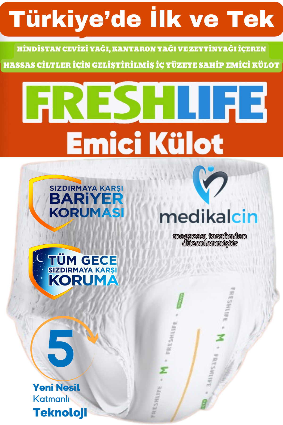 Freshlife Yetişkin Külotlu Hasta Bezi Emici Külot M (MEDİUM) 30 Adet