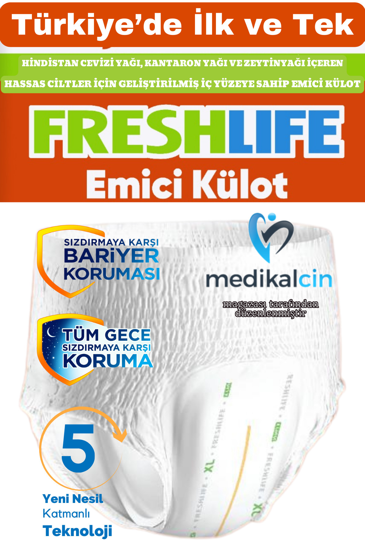 Freshlife Yetişkin Külotlu Hasta Bezi Emici Külot Xl (EXTRA BÜYÜK BOY) 30 Adet