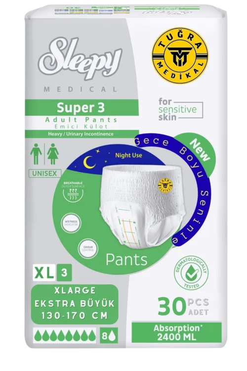 Yetişkin Unısex Süper 3 Emici Gece Külodu | XLarge (XL) 30 Adet