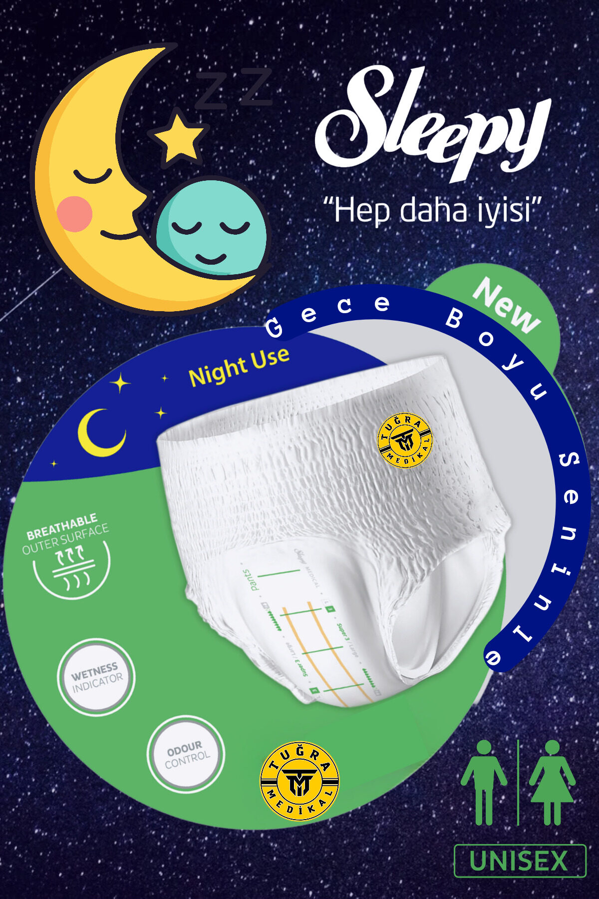 Yetişkin Unısex Süper 3 Emici Gece Külodu | XLarge (XL) 30 Adet