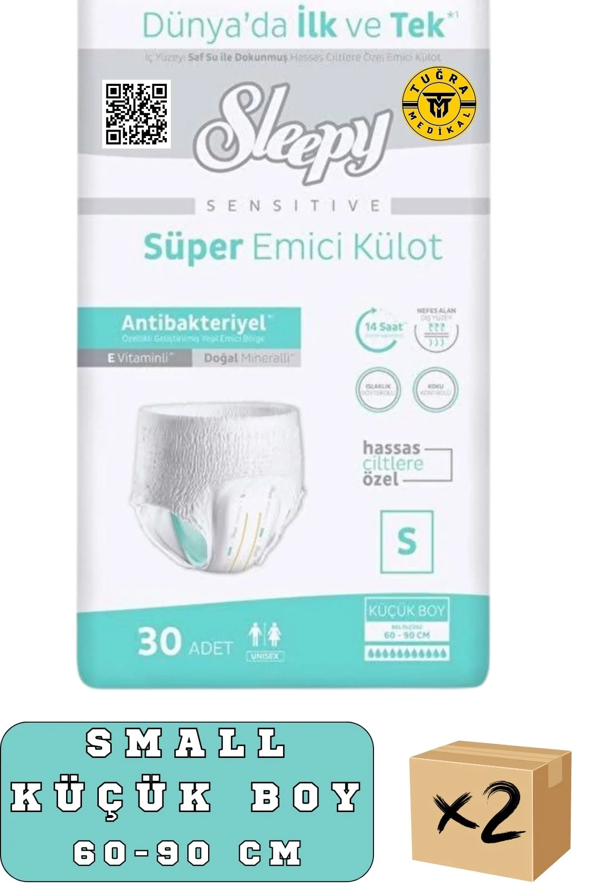 Külotlu Yetişkin Hasta Bezi Small Beden 60 Adet (2 Paket)