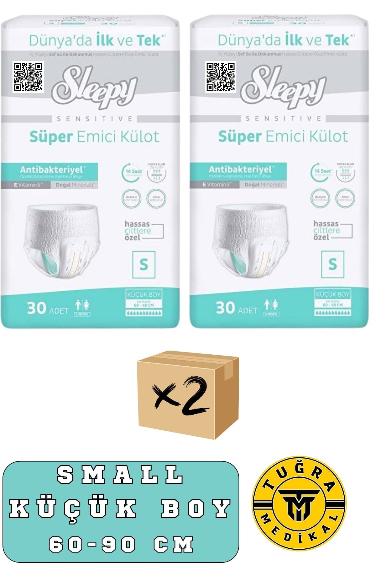Külotlu Yetişkin Hasta Bezi Small Beden 60 Adet (2 Paket)