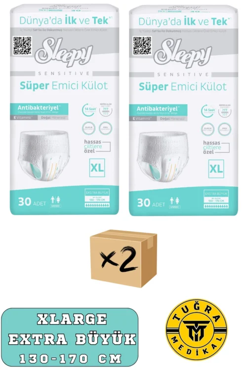 Külotlu Yetişkin Hasta Bezi XLarge Beden 60 Adet (2 Paket)