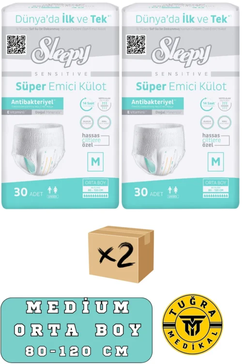 Külotlu Yetişkin Hasta Bezi Medium Beden 60 Adet (2Paket)