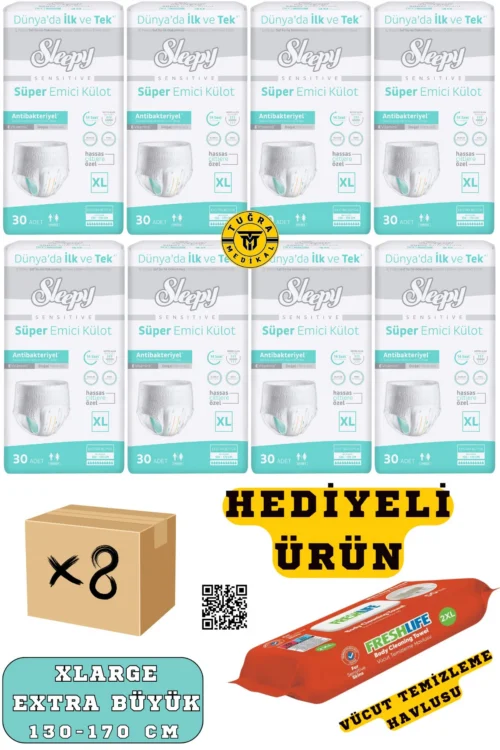Külotlu Yetişkin Hasta Bezi XLarge Beden 240 Adet (8Paket) (HEDİYELİ)