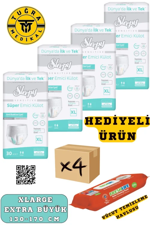 Külotlu Yetişkin Hasta Bezi XLarge Beden 120 Adet (4Paket) (HEDİYELİ)