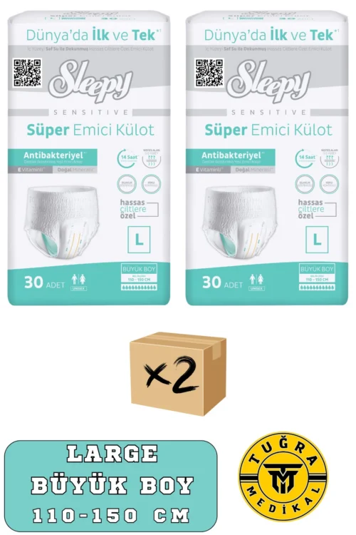 Külotlu Yetişkin Hasta Bezi Large Beden 60 Adet (2 Paket)