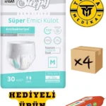 Külotlu Yetişkin Hasta Bezi Medium Beden 120 Adet (4Paket) (HEDİYELİ)