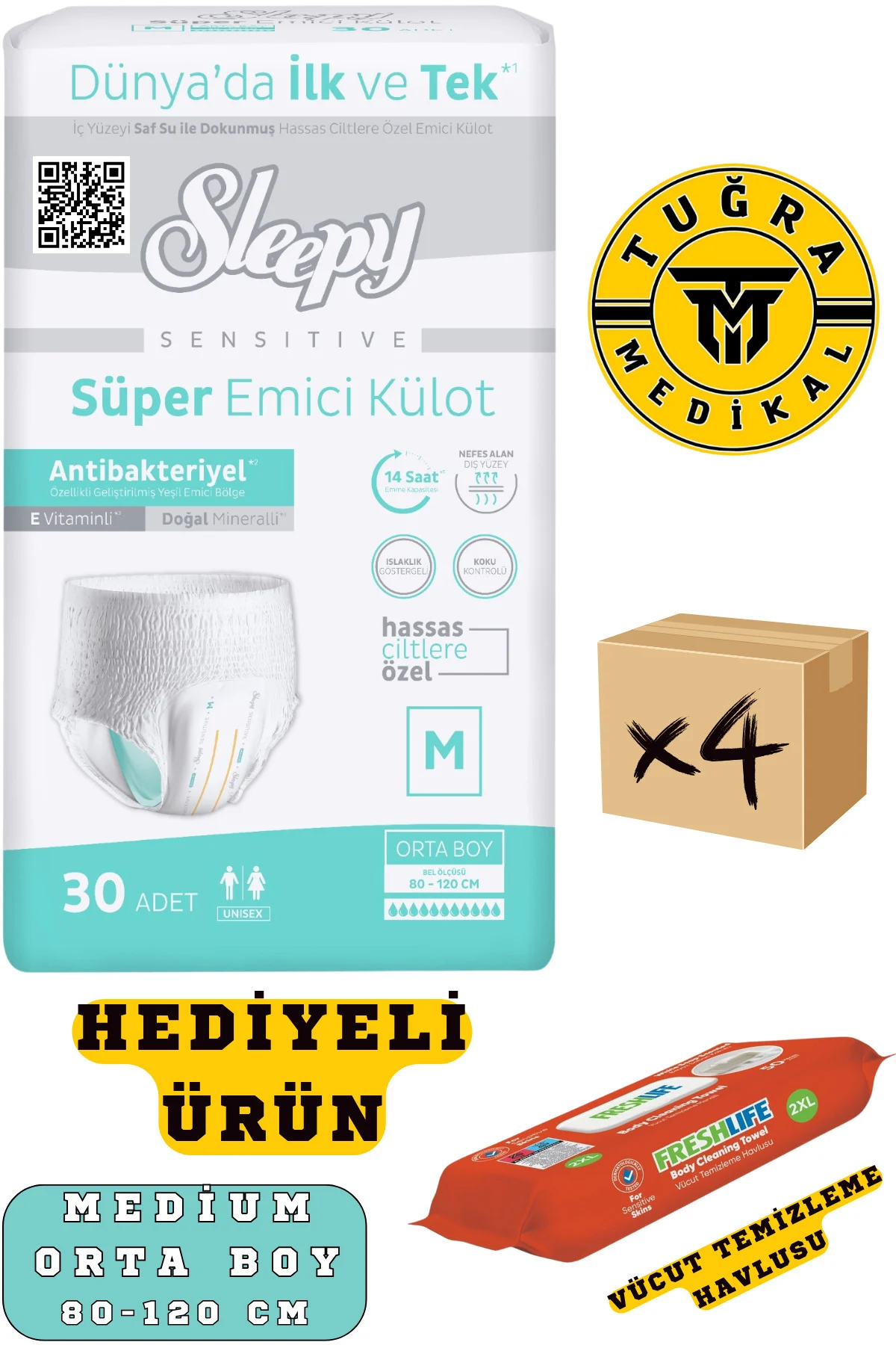 1_org_zoom-85.jpg Külotlu Yetişkin Hasta Bezi Medium Beden 120 Adet (4Paket) (HEDİYELİ)