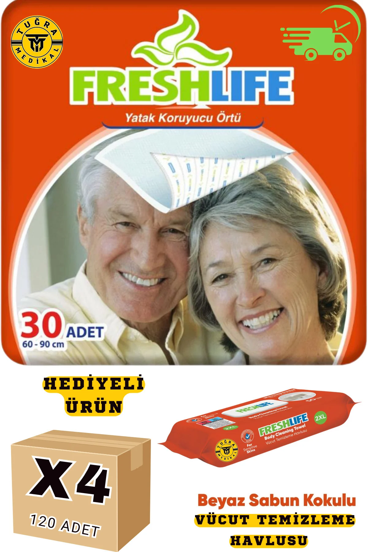 Freshlife 60×90 Yatak Koruyucu +4 Paket 120 Adet
