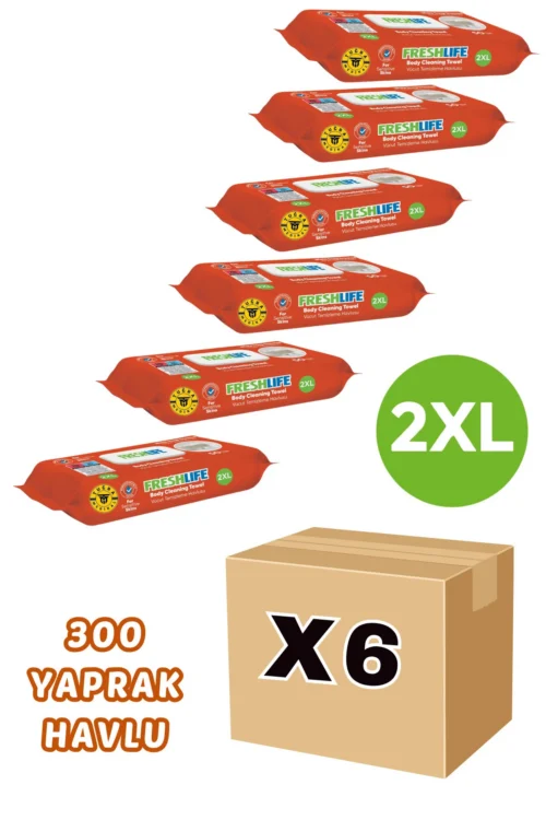 Freshlife Vücut Temizleme Havlusu 50'li 6 Paket 300 Adet Havlu