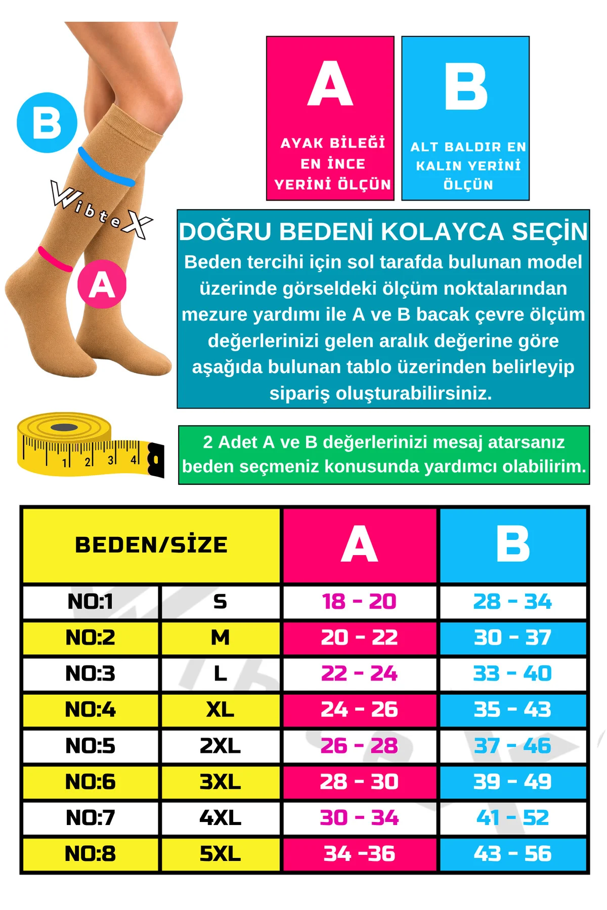 Diz Altı Variss Çorabı Orta Basınç Burnu Kapalı (TEN RENGİ) (ÇİFT BACAK) - Görsel 2