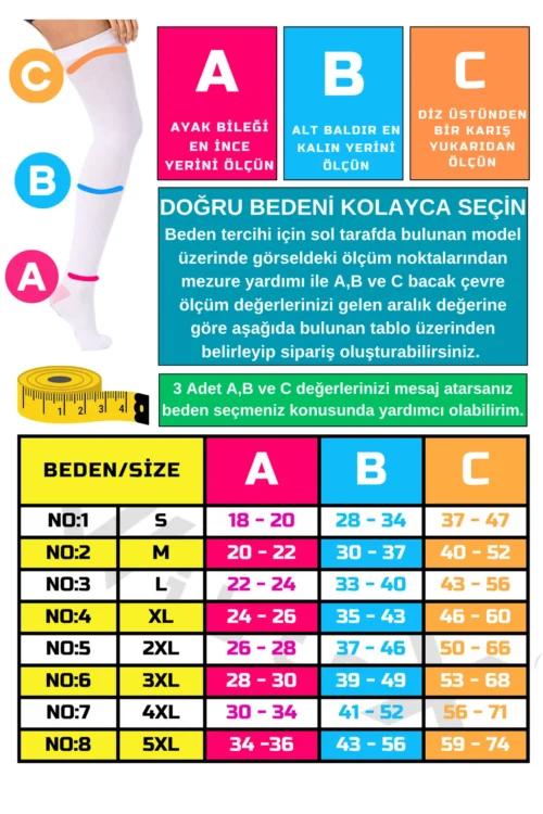 Ameliyat Çorabı Diz Üstü Anti-emboli (1 ÇİFT)