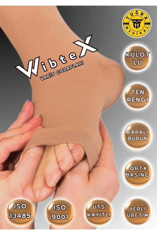 Külotlu Variss Çorabı Burnu Açık (TEN RENGİ) Orta Basınç Ccl2(ÇİFT BACAK)
