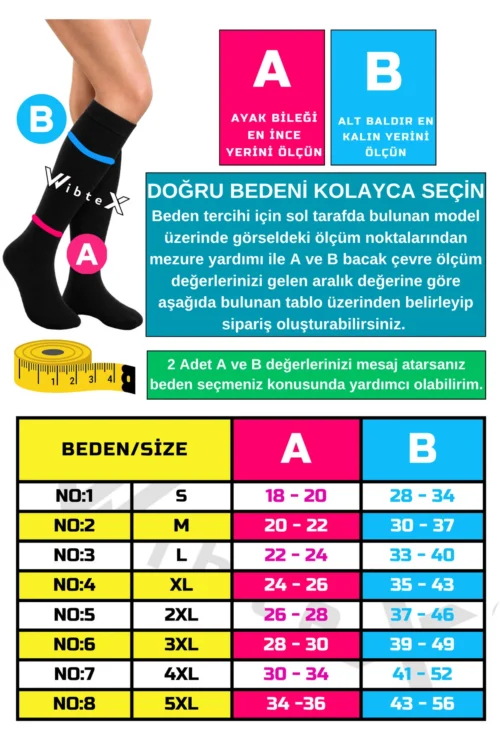Diz Altı Variss Çorabı Orta Basınç Burnu Kapalı (SİYAH RENK) (ÇİFT BACAK)