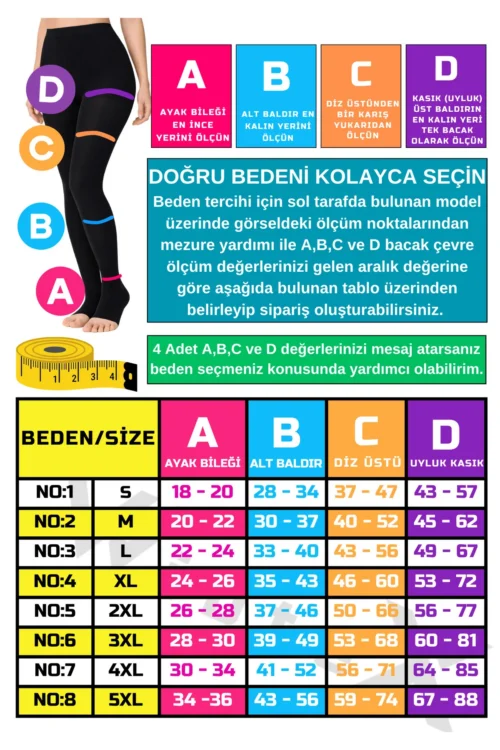 Külotlu Variss Çorabı Orta Basınç Burnu Açık (SİYAH RENK) (ÇİFT BACAK)
