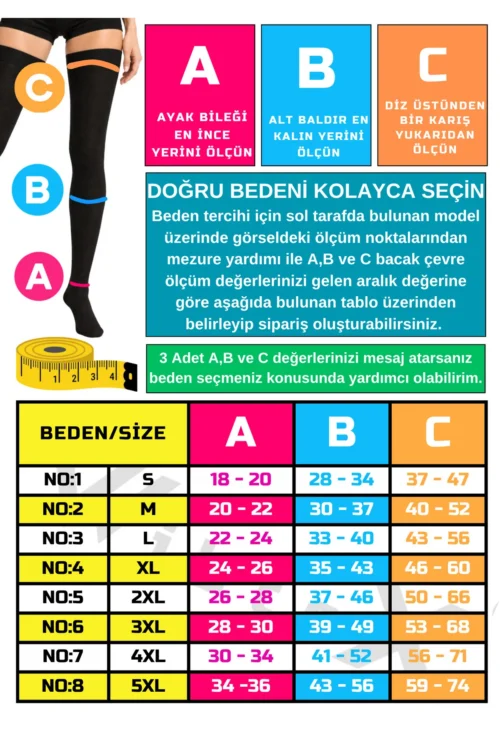 Diz Üstü Variss Çorabı Orta Basınç Burnu Kapalı (SİYAH RENK) (ÇİFT BACAK)